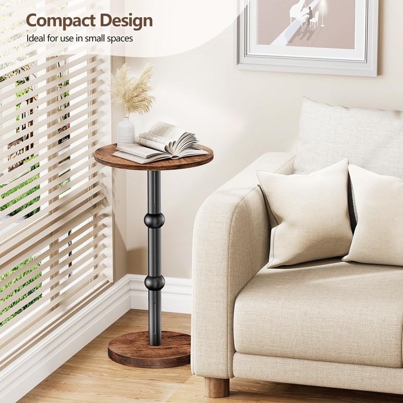Drink Table, Small Round Side Table for Small Spaces,Round End Tables Metal leg gallery