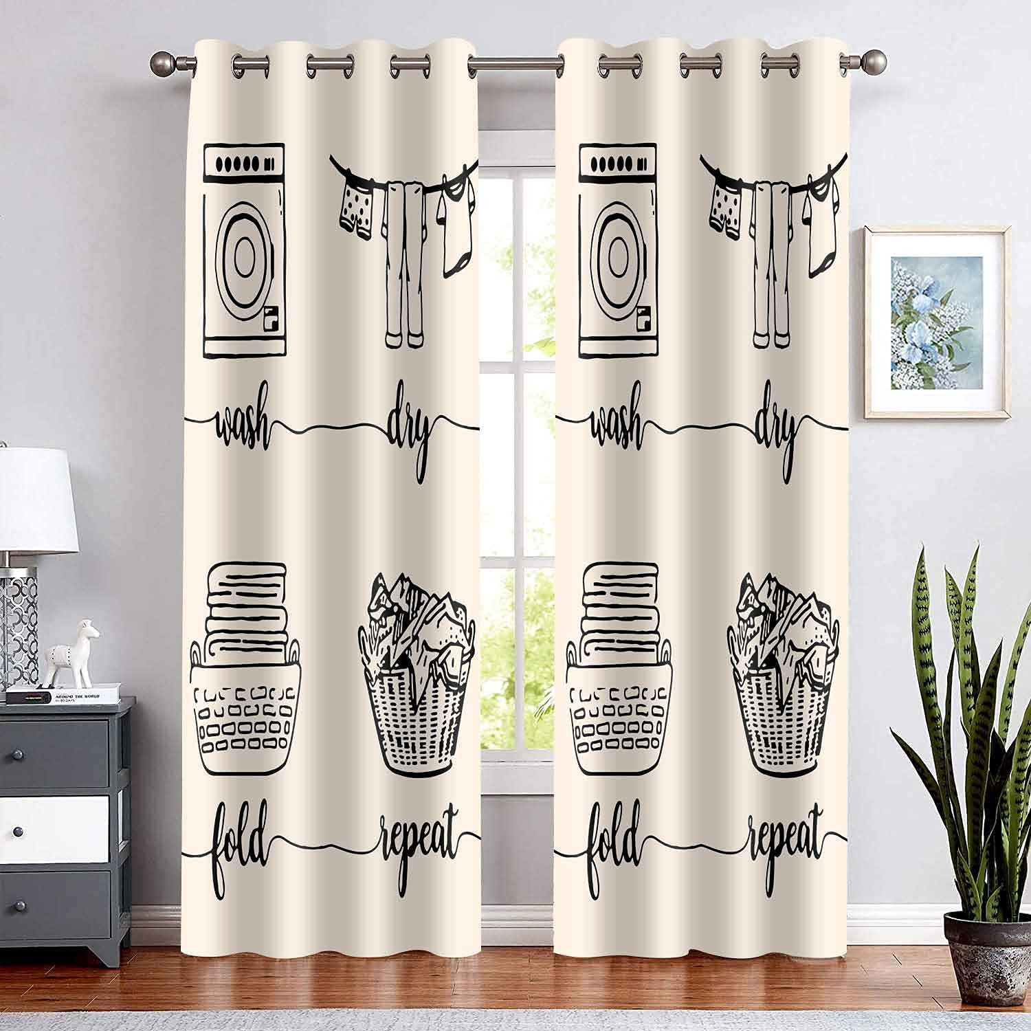 Laundry Curtains Laundry Quotes Wash Dry Fold Repeat Curtain Room Darkening Ther gallery