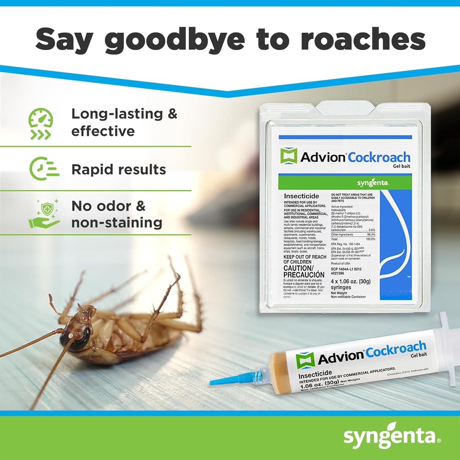 Syngenta Advion Roach Killer / Cockroach Gel Bait (Comes with Plunger and Tips) gallery