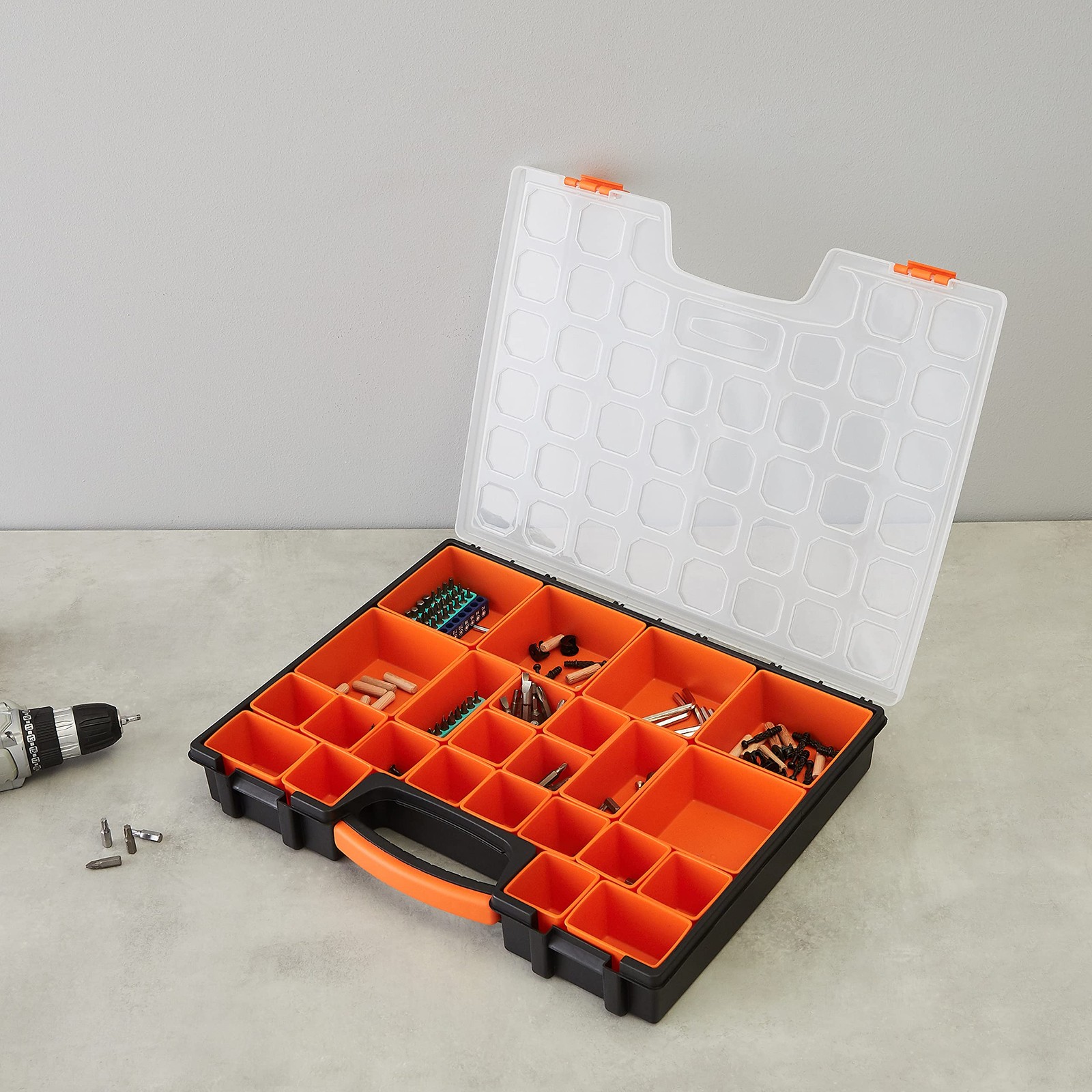 19 Removable Compartment Small Parts Organizer Portable Hardware Storage Box gallery