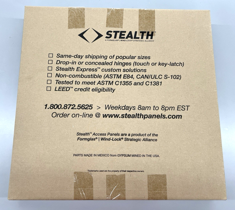 Stealth Hinged Access Panel Key Lockable 9" X 9" Fiber Glass Gypsum NEW IN BOX gallery