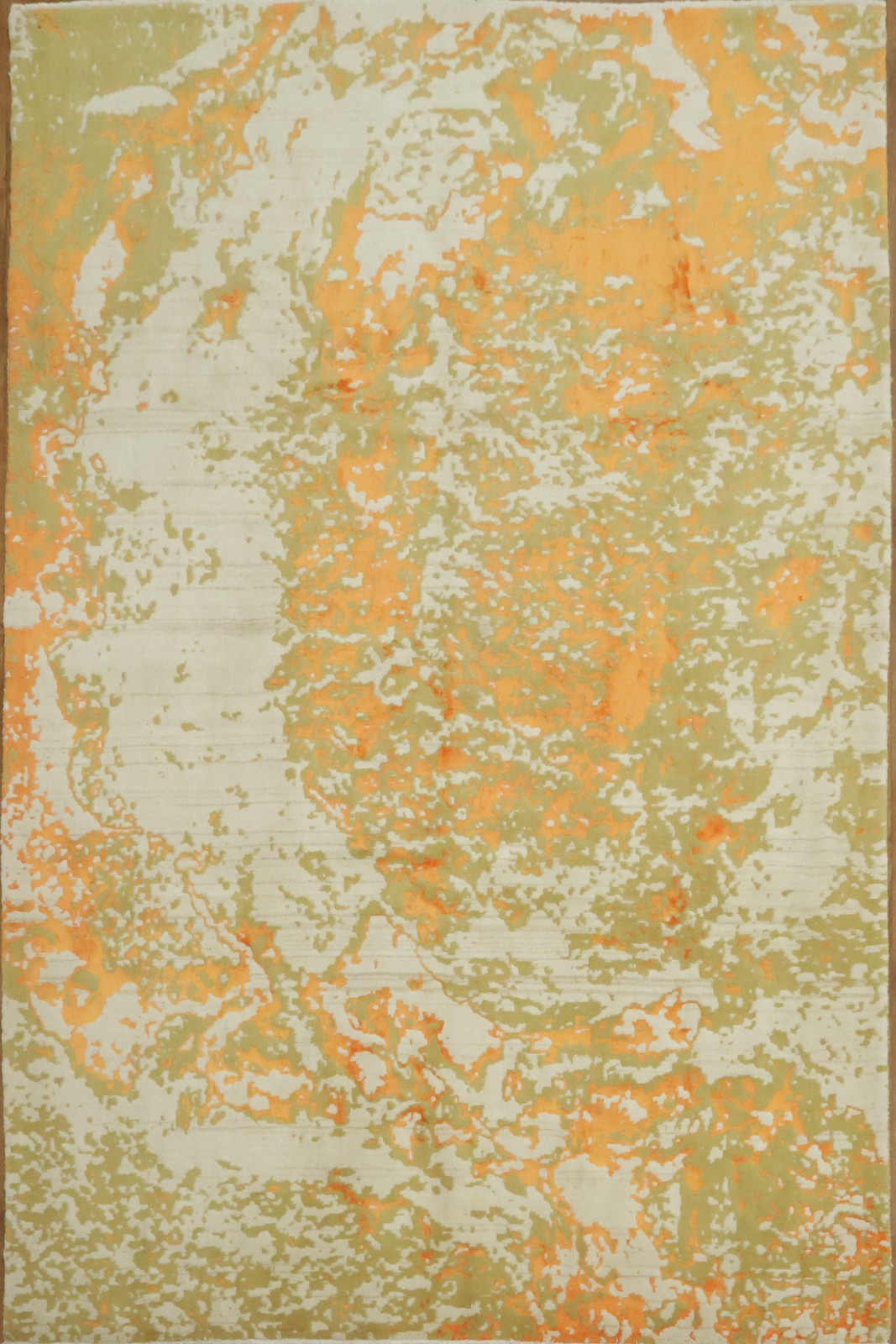 Dynamic Orange and Green Rug 7x10 Ft Handmade Turkish Carpet Living Room Rug gallery