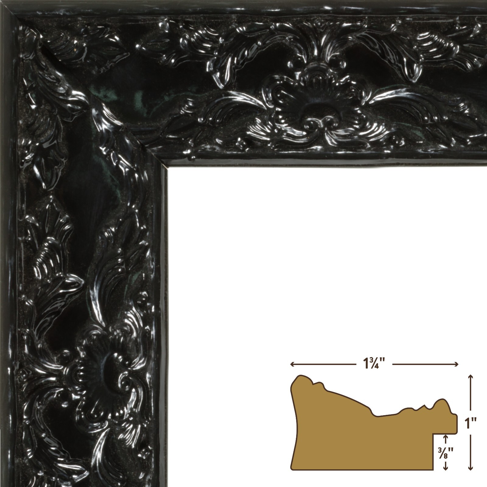 Craig Frames, 1.75 Inch Renaissance, Ornate Obsidian Black Picture Frame gallery
