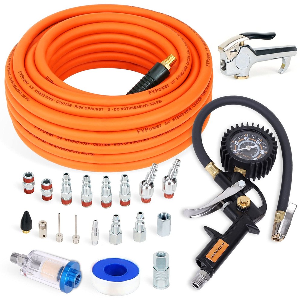 22 Pieces Air Compressor Accessories Kit 3/8 Inch X 50 Ft Hybrid Air Hose Kit 1/