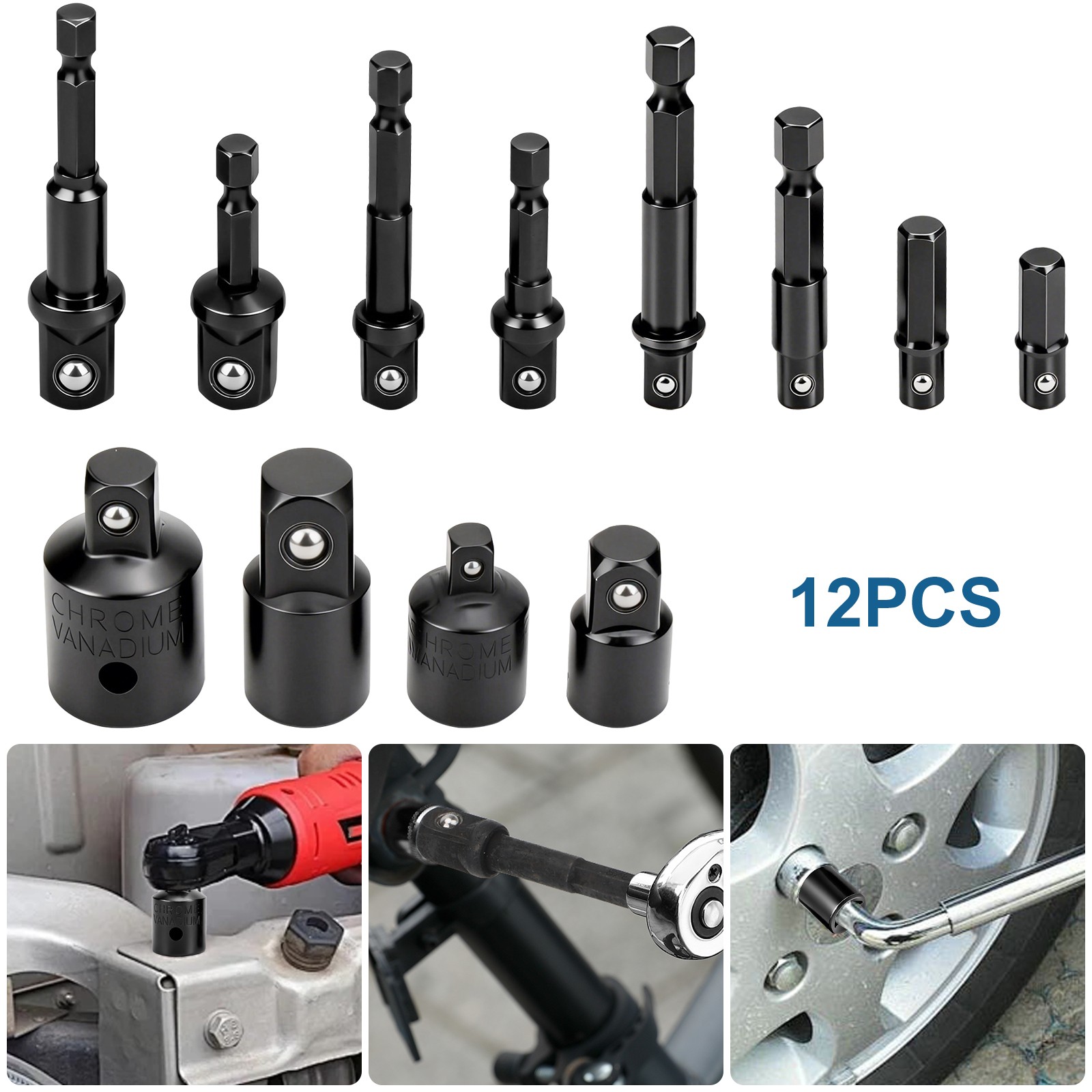 12x Impact Socket Adapter & Reducer Set Extension Socket Drill Adapter 3/8-1/2" gallery