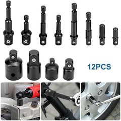 12x Impact Socket Adapter & Reducer Set Extension Socket Drill Adapter 3/8-1/2″