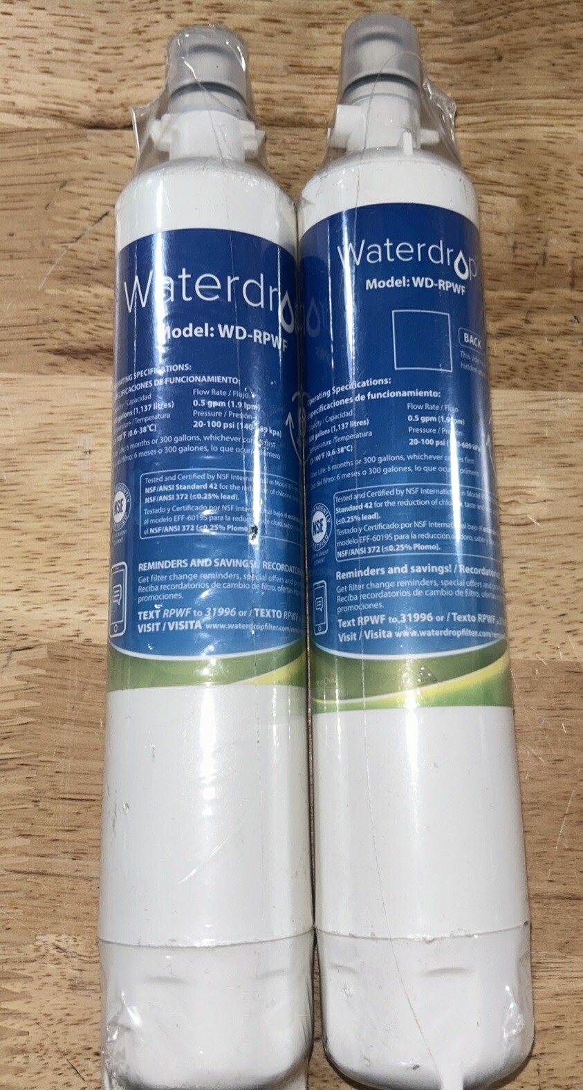 Waterdrop Refrigerator Water Filter Model:WD-RPWF SET OF 2 NEW gallery