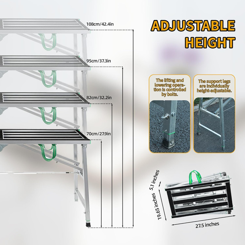 Adjustable Work Platform, 660 Lbs Folding Work Platform 55" L X15 W, Work Platfo gallery
