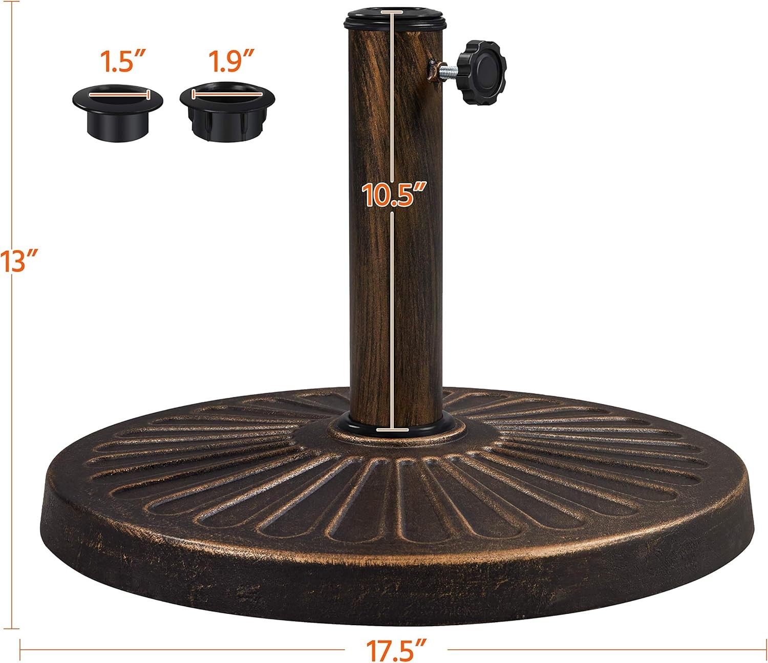 18'' Round Umbrella Base Outdoor Umbrella Stand for Patio, Garden, Bronze gallery