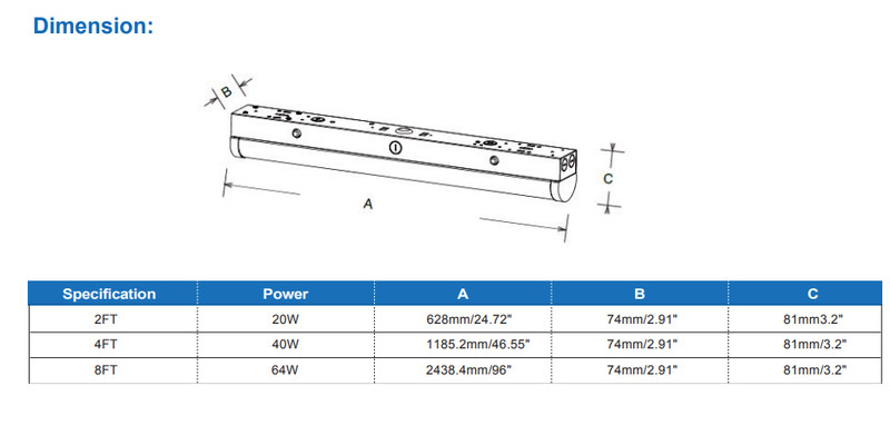 LED Linear Strip Fixture Light 2Ft 4Ft 8Ft Linkable Power and Color Adjustable gallery