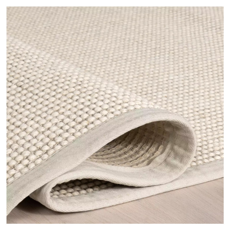 Wool & Sisal Area Rug 8 x 10 nuLOOM Monica - Solid Cream Ivory - Cotton Border gallery