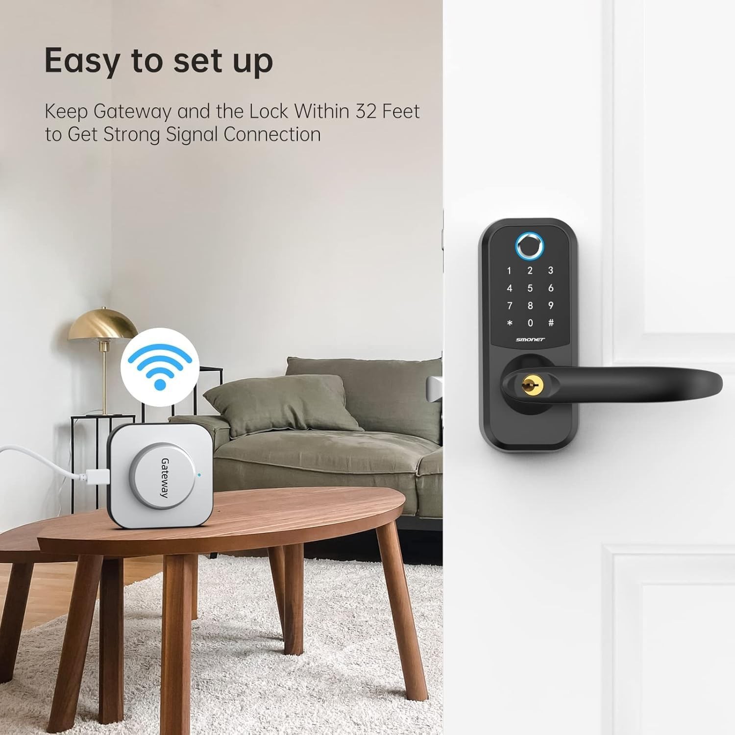 SMONET Smart Lock G2 Gateway,Smart Deadbolt Lock WiFi Gateway Remote Control,... gallery