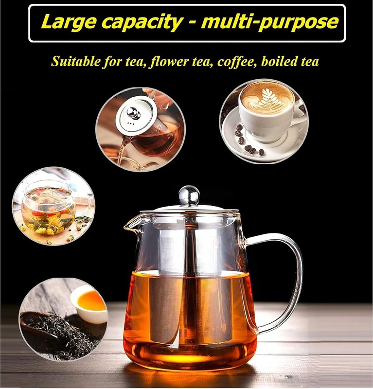 Glass Teapot with Removable Infuser, Stovetop Safe Tea Kettle, Tea Diffuser gallery