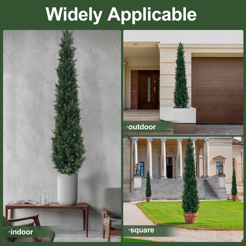 2PCS 3/4/5/6FT Cedar Pine Artificial Topiary Tree UV Indoor Outdoor Home Decor gallery