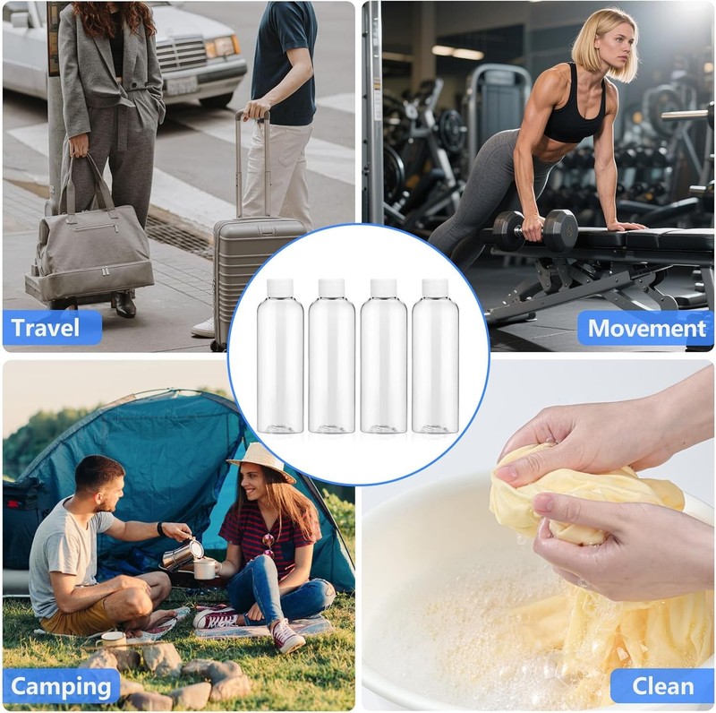 6 Pack 2 Oz (60Ml) Clear Plastic Shot Bottles with Caps - Small Bottles for Heal gallery