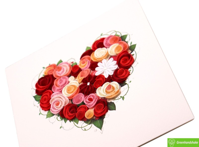 Blooming Heart Quilling Greeting Card - Unique Handmade Art. gallery