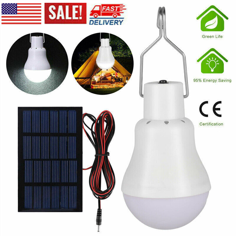 Solar Panel Powered 30W LED Lights Bulb Light Tent Lamp Yard Camping Out/Indoor gallery