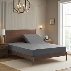 Split Head King Sheets Set for Adjustable Beds King/Flex Top, Gray