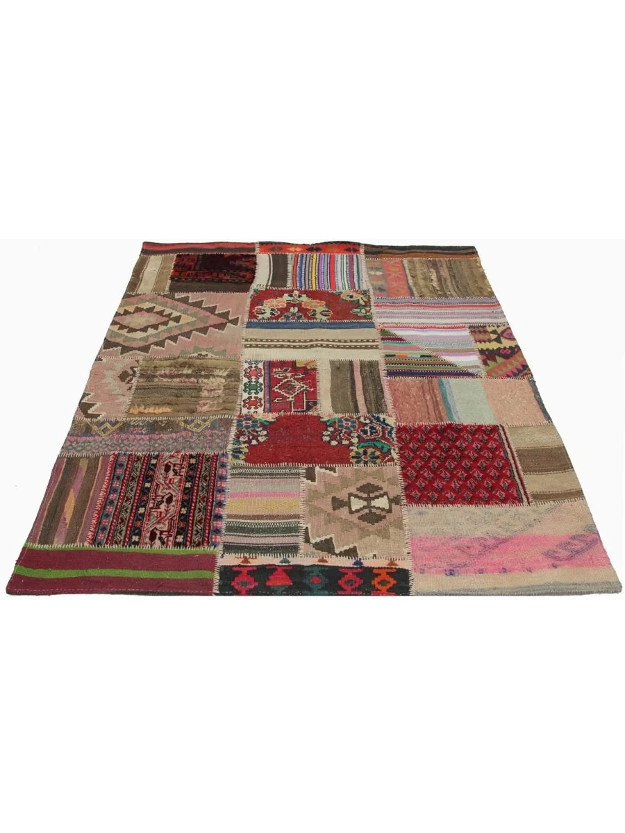 5x6 Kilim Patchwork Area Rug – Soft Wool Blend, Handwoven gallery