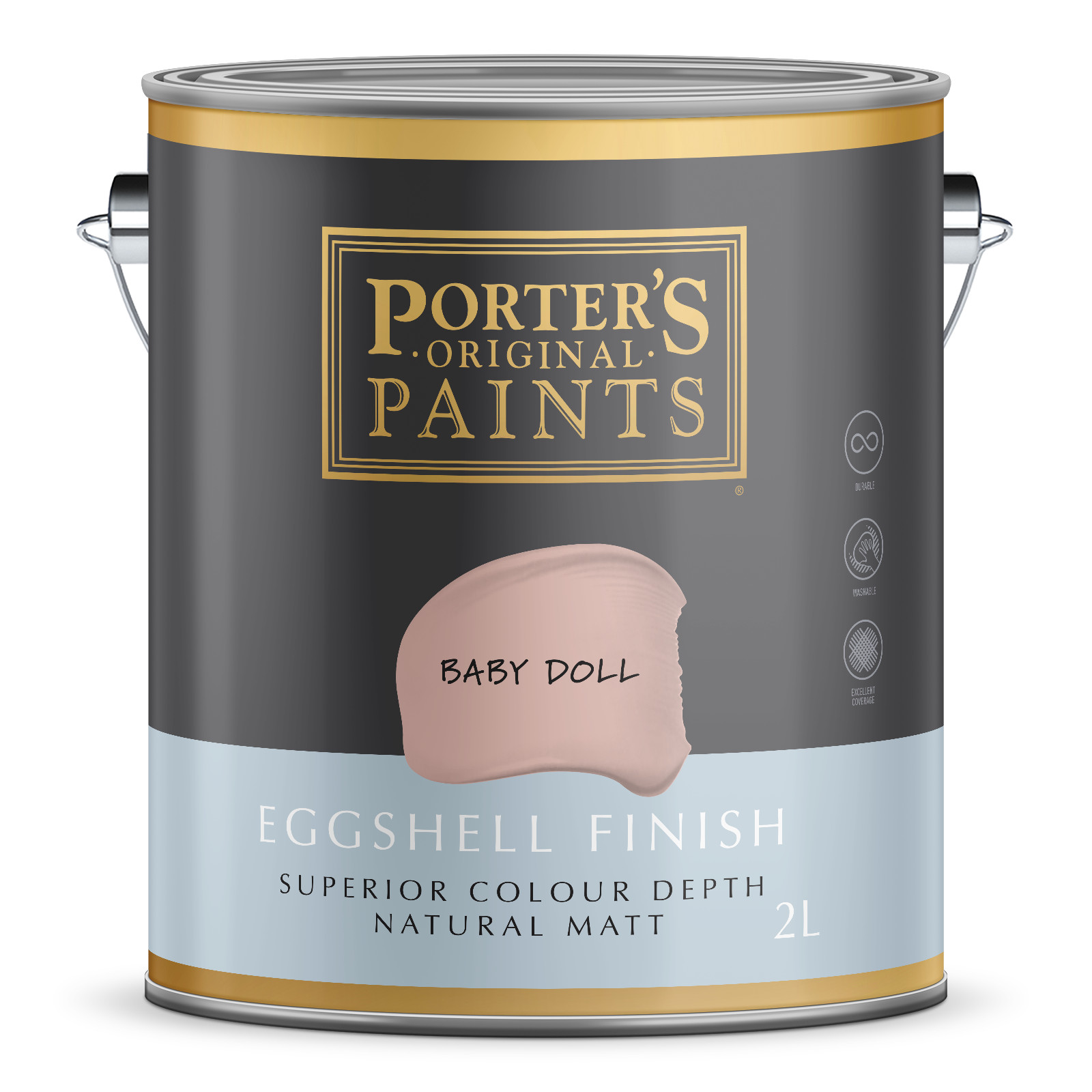 Porter's 2L Baby Doll Eggshell Finish Broadwall Washable Paint gallery