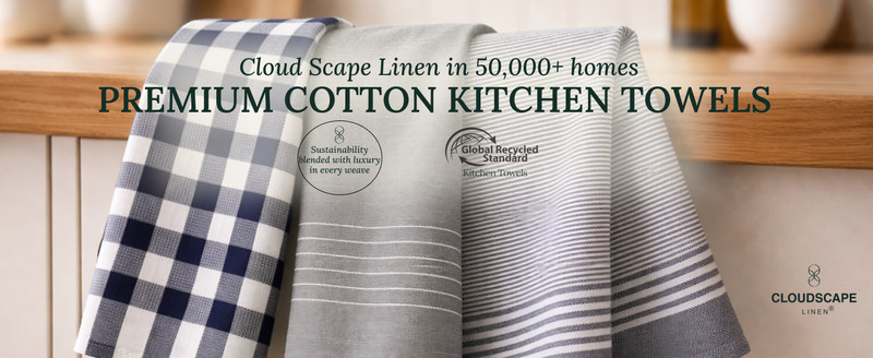 CLOUDSCAPE Kitchen Towels,Premium Cotton Dish Towels for Kitchen, Waffle Weave gallery