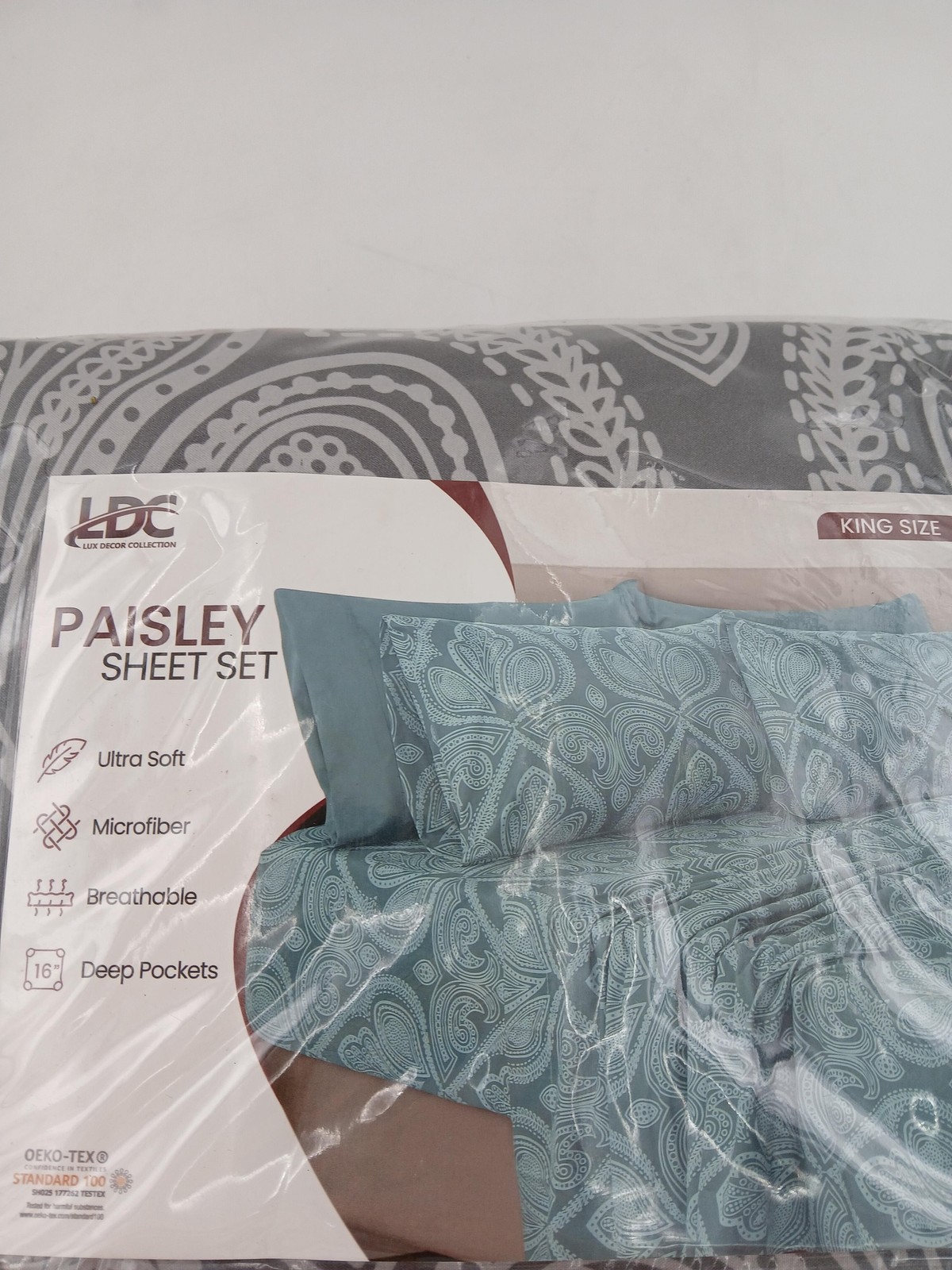LDC Lux Decor Collection Paisley Sheet Set King Size Microfiber Deep Pocket New gallery