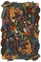 Authentic Hand Tufted High and Low Loop and Cut Animal Print Tiger Rug Carpet