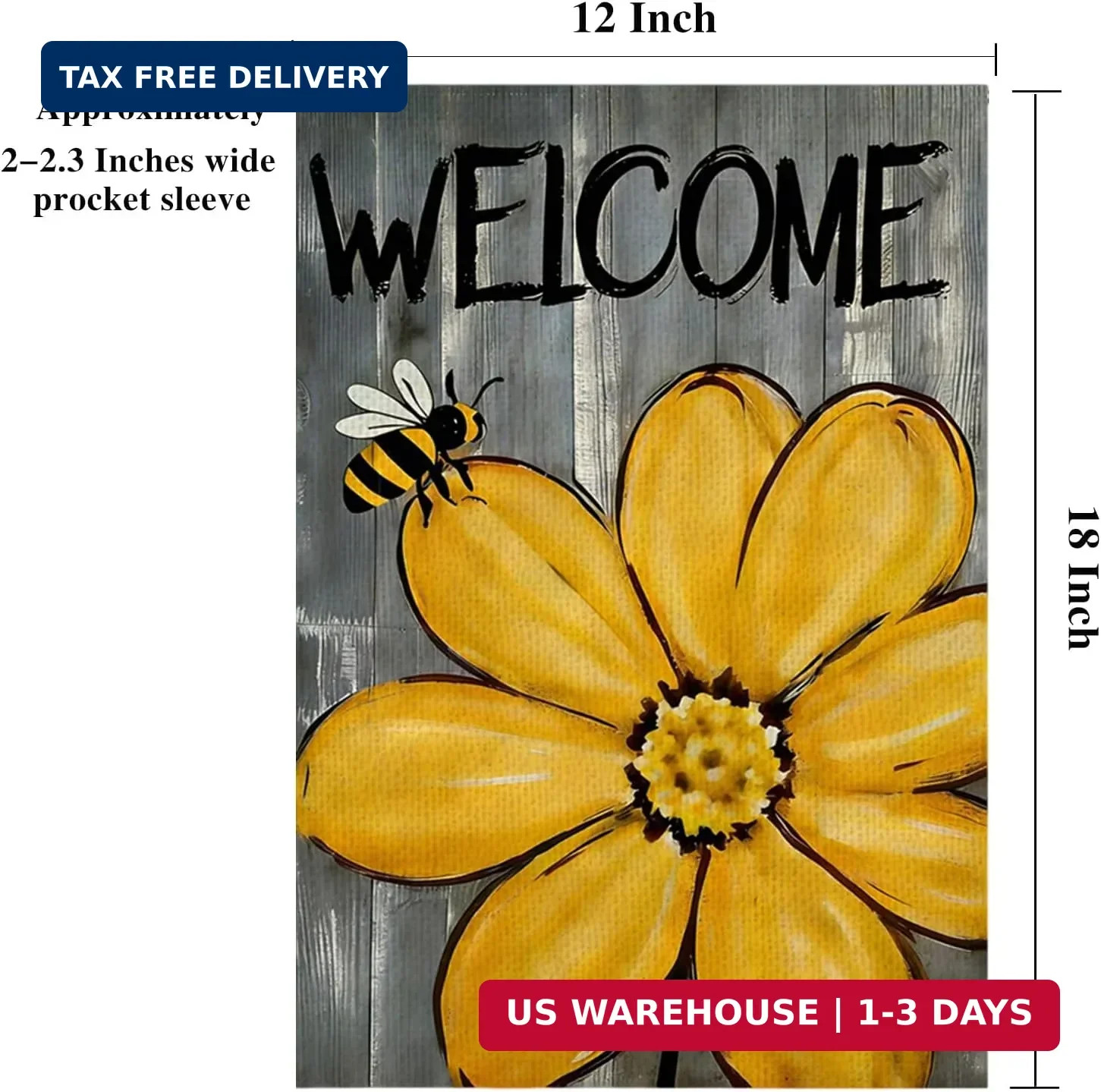 Bee Sunflower Spring Summer Garden Flag 12x18 Inch Double Sided Outside, Welc... gallery