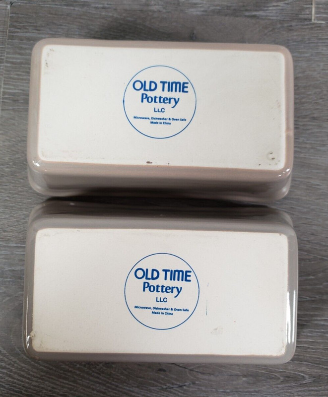 Old Time Pottery Mini Stoneware BAKE TAN Pans OVAL RECTANGLE LOT OF 4 gallery