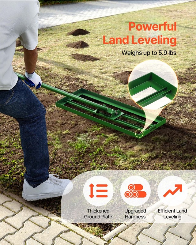 VEVOR Lawn Leveling Rake 30"x10" Level Lawn Tool with 78" Steel Extended Handle gallery