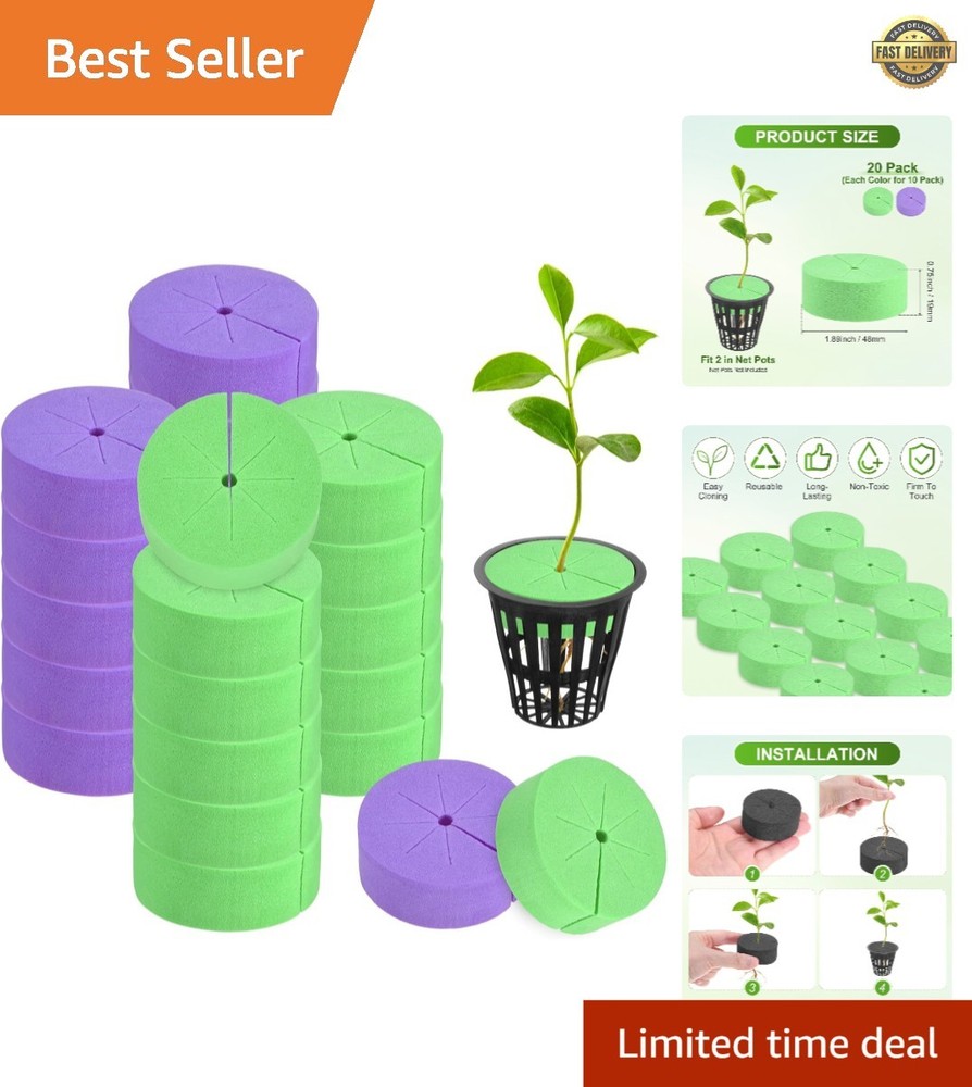 Vibrant 20-Pack Reusable Cloning Collars for Hydroponics – Fits 2" Net Pots