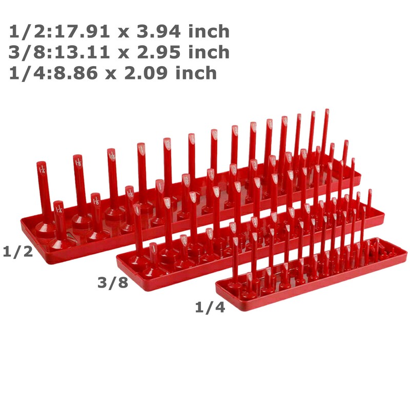 6PCS Socket Organizer Tray Set Hold 90 Metric&76 SAE Socket 1/4" 3/8" 1/2" Drive gallery
