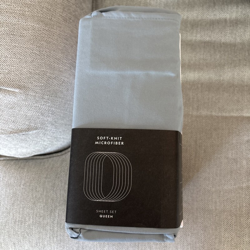 MALOUF Double Brushed Soft Knit Microfiber Percale Sheet Set Queen Size Pacific gallery