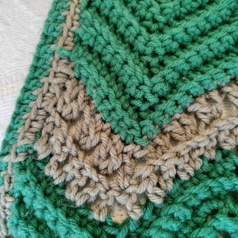 Handmade Crocheted Afghan Teal Green And Gray 65 X 52 Inches gallery
