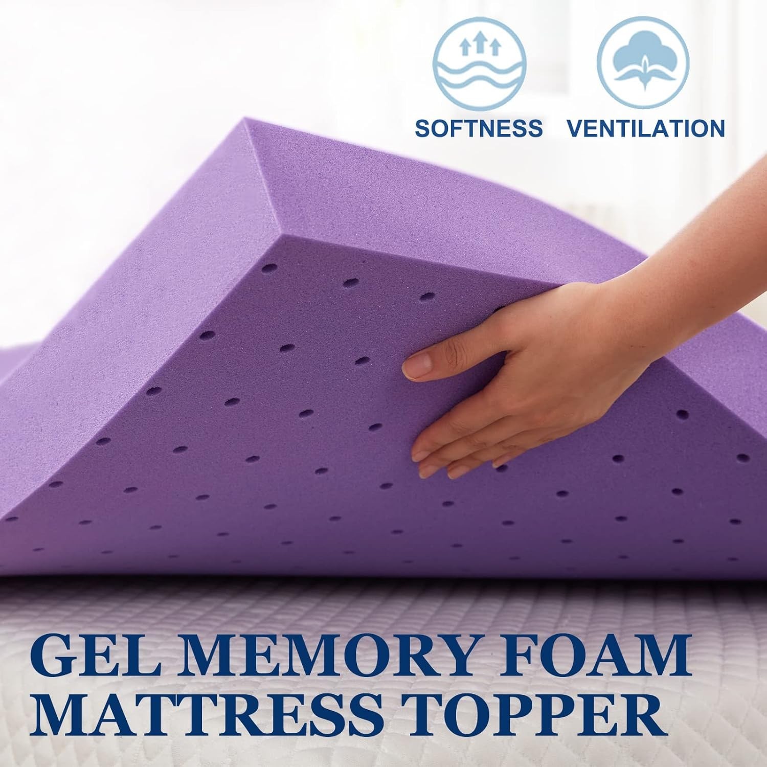 SINWEEK 2 Inch Gel Memory Foam Mattress Topper Ventilated Soft Pressure Relieve gallery