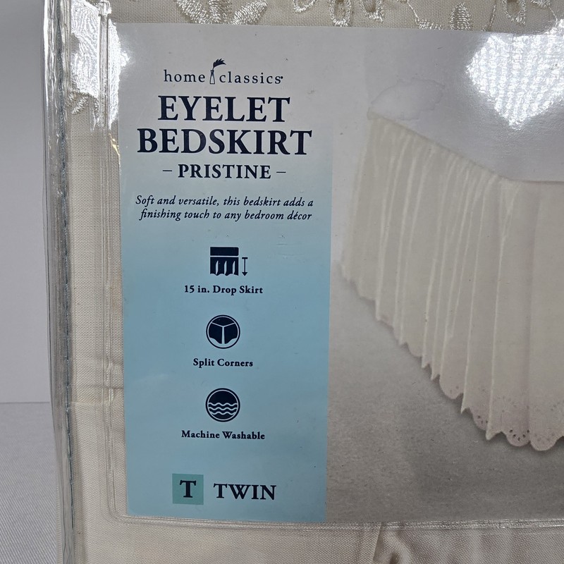 Home Classics Kohl's TWIN Pristine Eyelet Bed Skirt Shabby Chic -15 in Drop NEW gallery