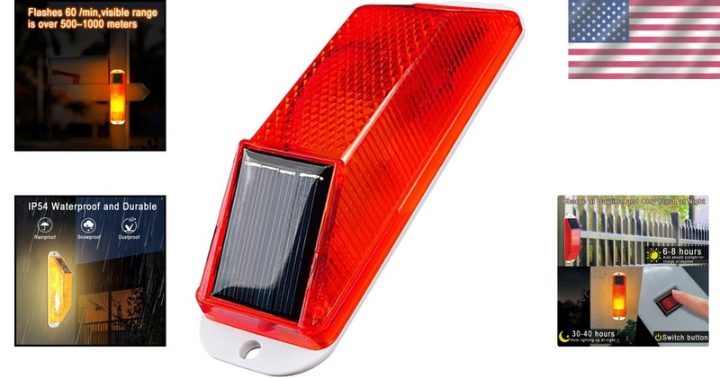 Solar Strobe Warning Light Sensitive LED Warning Lamp Super Bright Waterproo... gallery