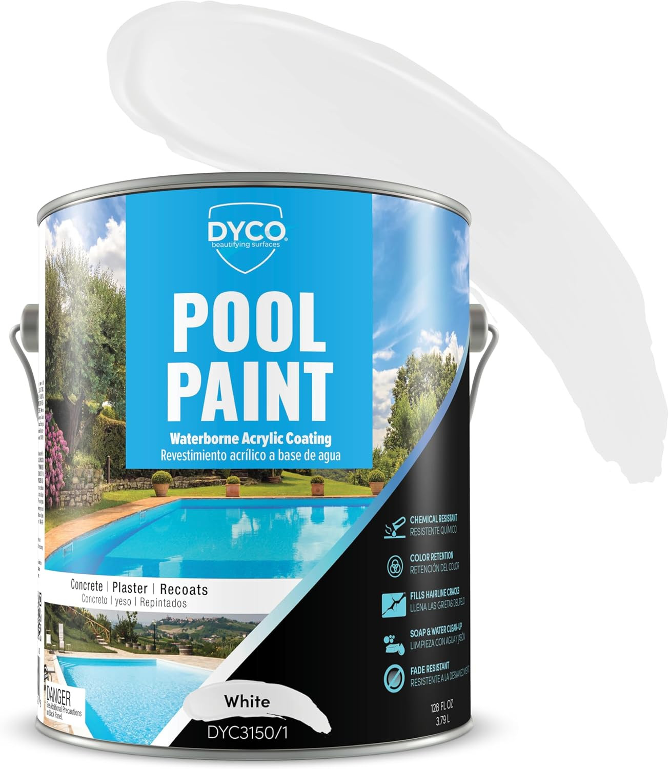 Dyco Waterborne Acrylic Pool Paint White 1 Gallon UV & Chemical Resistant gallery