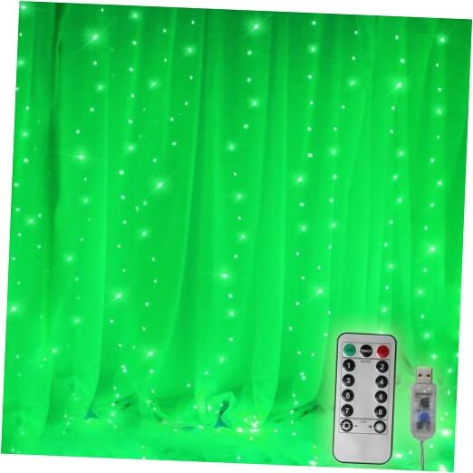 300 LED Curtain Lights - Christmas String Lights with Remote Control, USB Green gallery