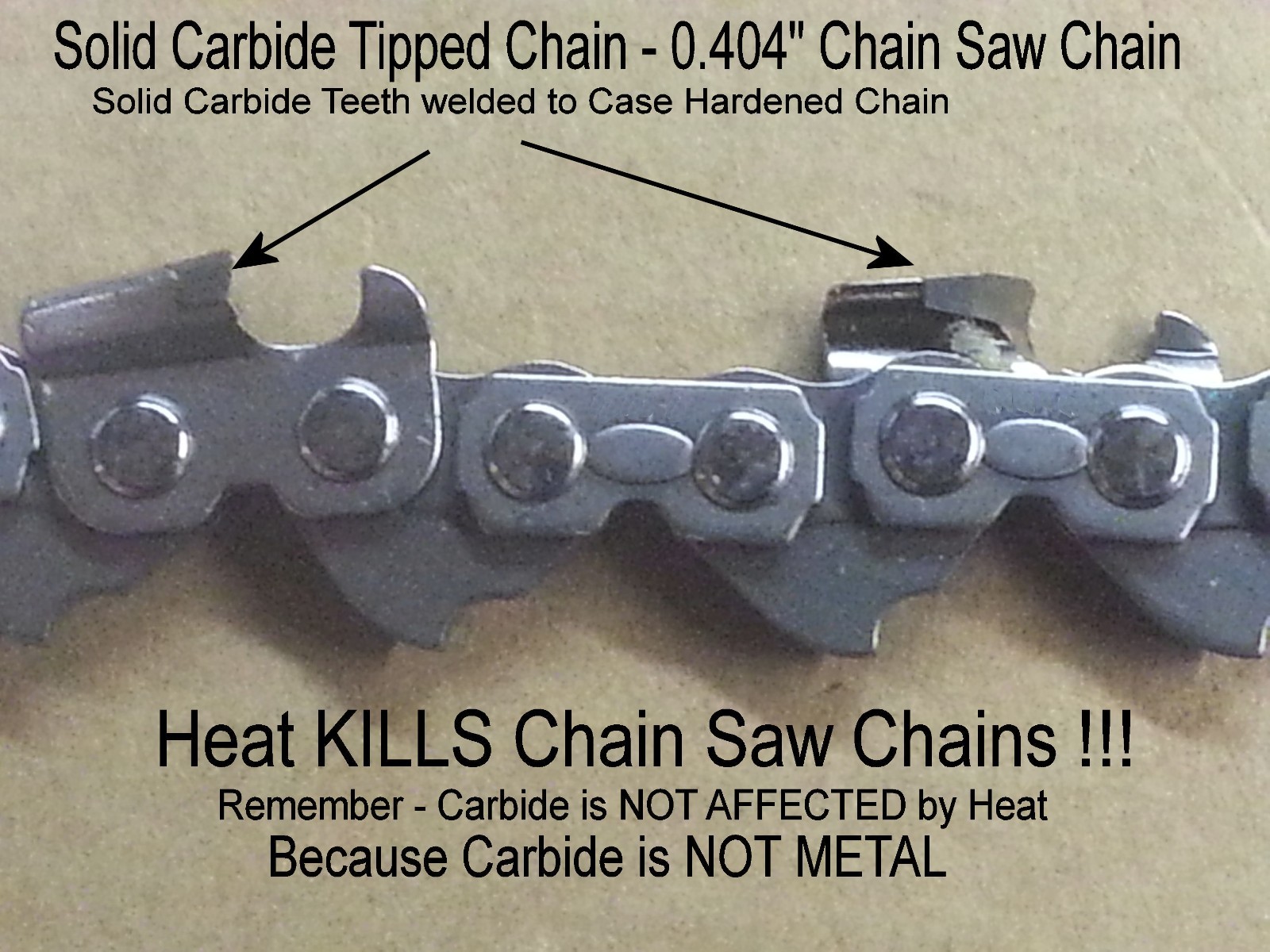SOLID CARBIDE 404" x 080 Chainsaw Semi-Chisel Type 18 Harvester Chain ANY LENGTH gallery