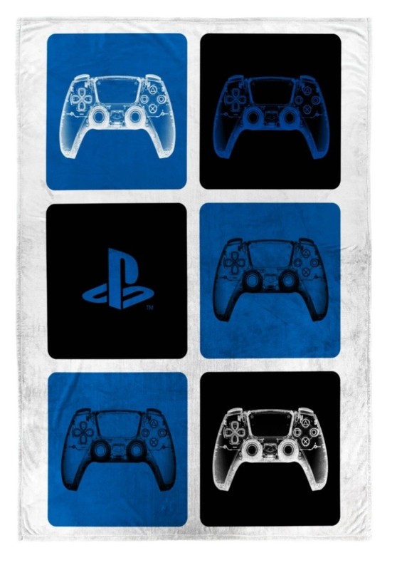 PlayStation "Blue And Black XRay" Blanket, 62"X 90", Fits Twin And Full Beds/New gallery