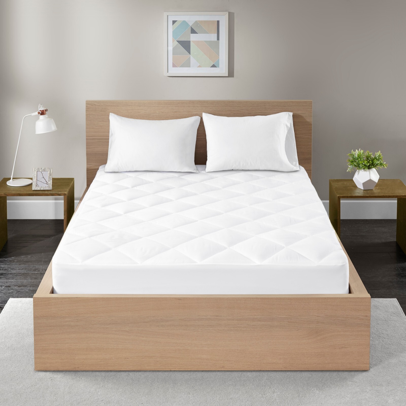 100% Cotton Sateen Waterproof Quilted Down Alt Mattress Pad Twin Full Queen King gallery