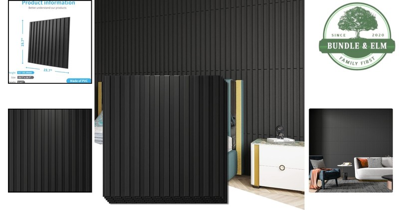 Versatile Black PVC 3D Slat Wall Panel Pack - 12 Tiles, 32 Sq.Ft. Coverage gallery
