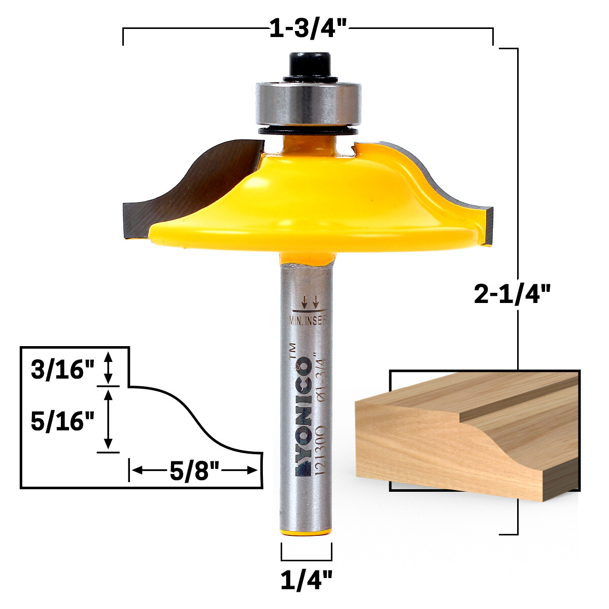 1-3/4" Diameter Raised Panel Router Bit - 1/4" Shank - Yonico 12130q gallery