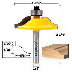 1-3/4″ Diameter Raised Panel Router Bit – 1/4″ Shank – Yonico 12130q