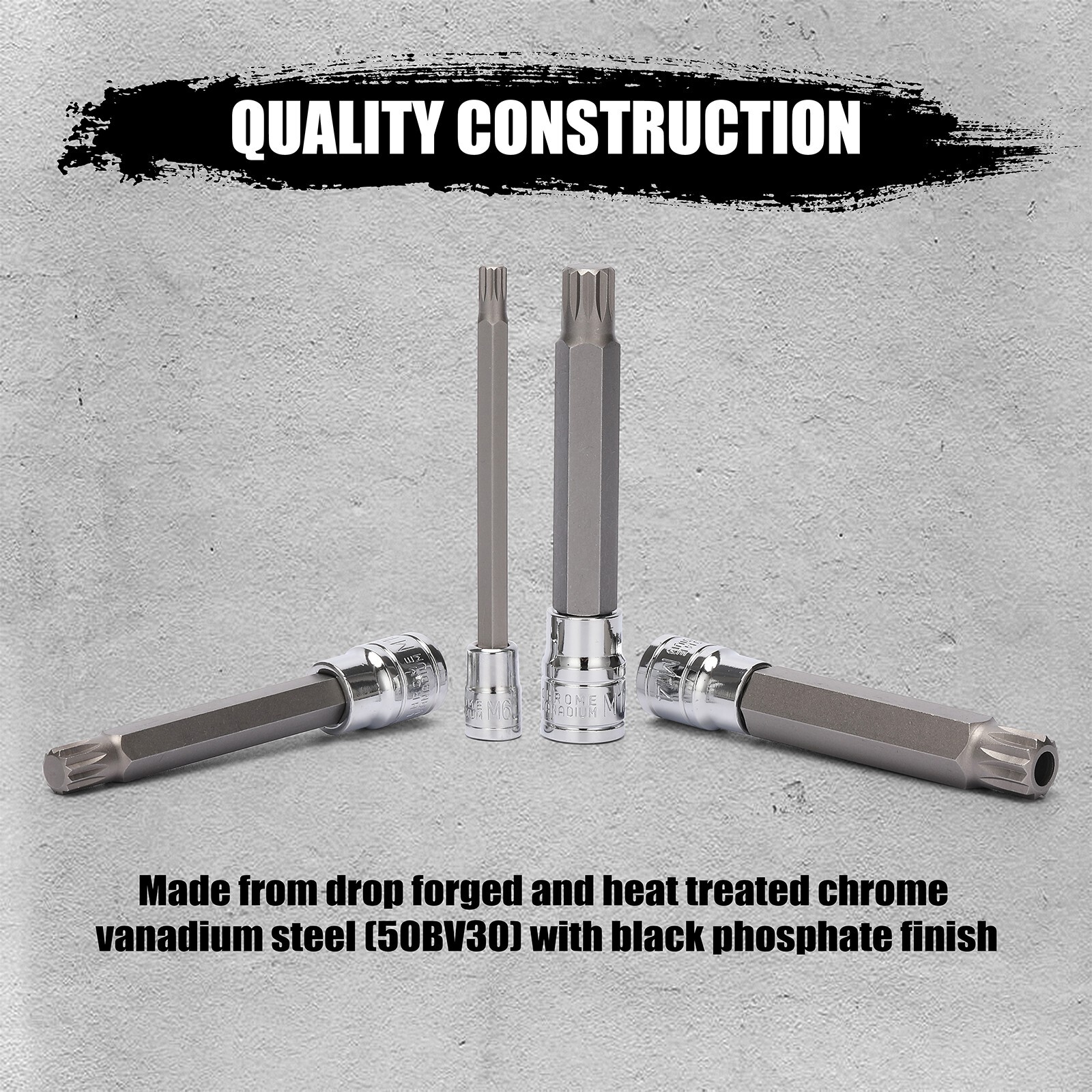10PC XZN Triple Square 12 Point Spline Bit Socket Set Tamper Proof Extra Long MM gallery