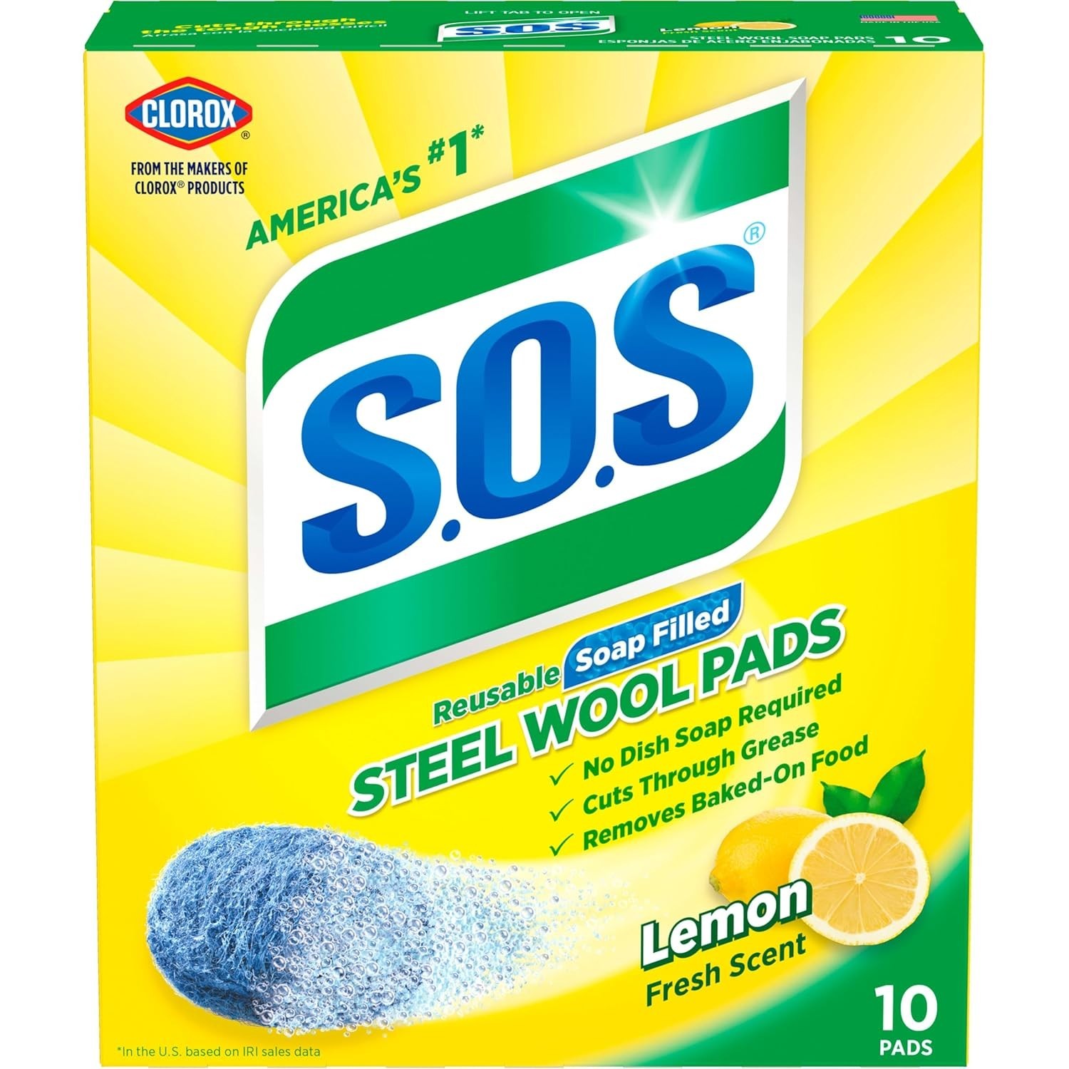 S.O.S Steel Wool Cleaning Pads Lemon Fresh 10 Count (Select Pack) gallery