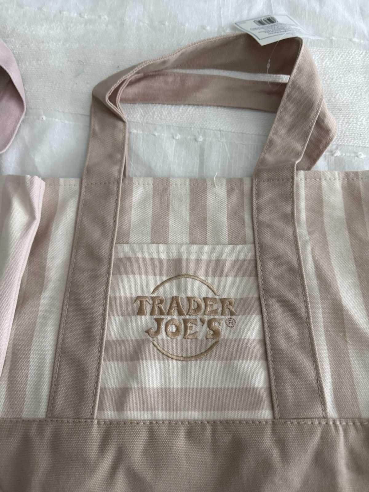 Trader Joe’s 2026 Limited Edition Mini Pastel Stripe Canvas Tote Bag Set Of 4 gallery