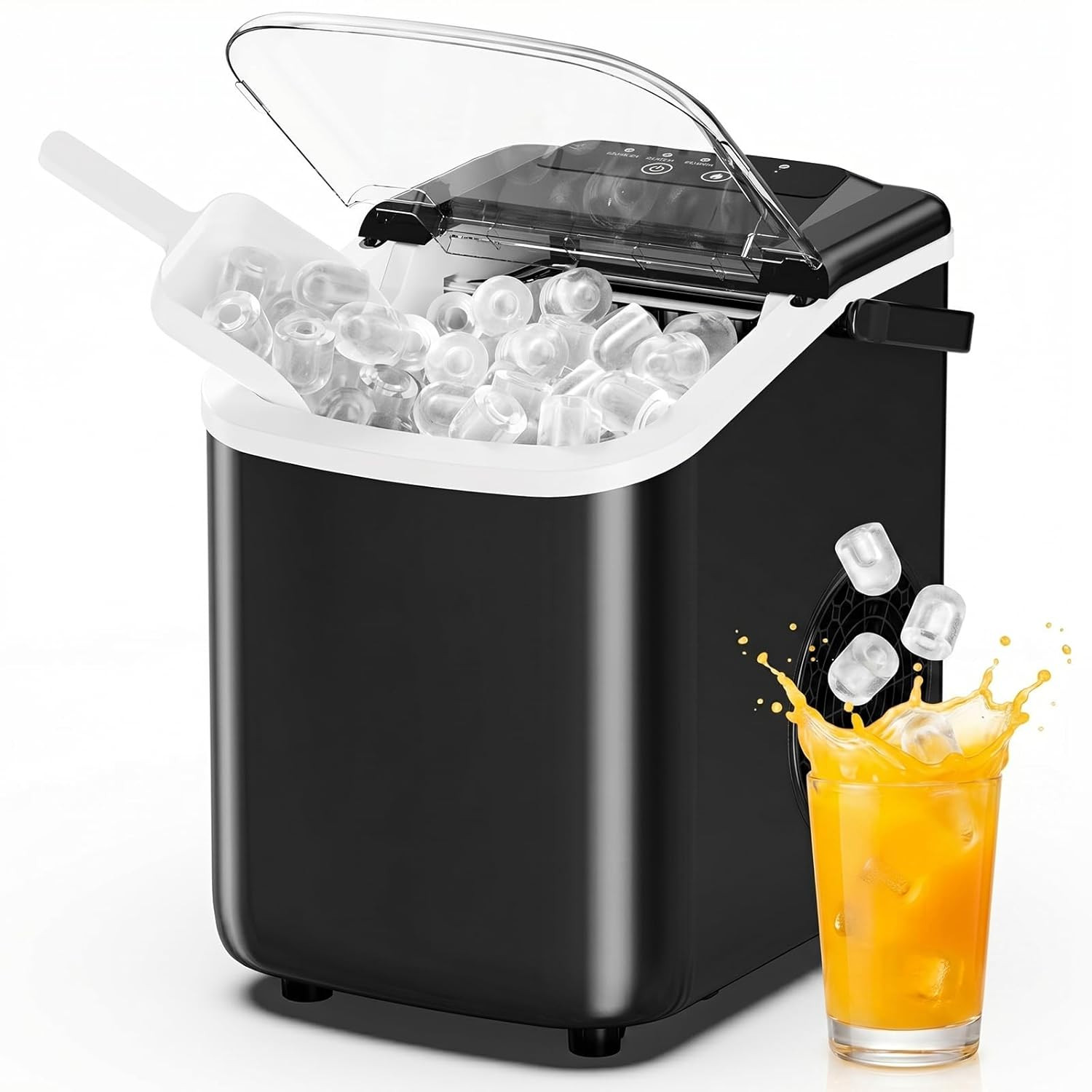 Ice Maker Countertop, Ice Machine with Portable Handle, Basket and Scoop, 26Lbs gallery