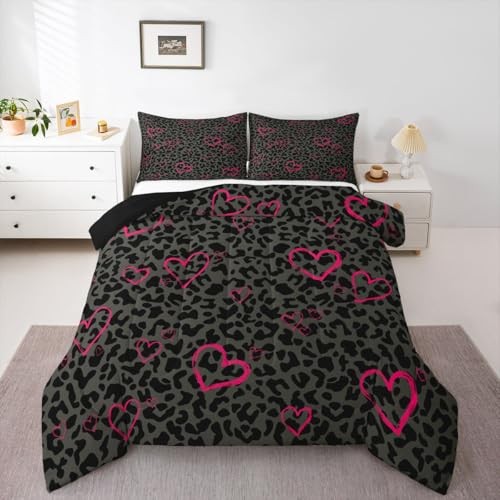 Grey Black Leopard Comforter Size for Kids Teens King Black Grey Pink gallery